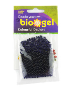Purple biogel water beads in packaging